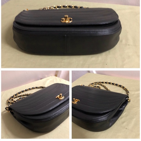 Authentic CHANEL CC Classic Half Moon Lambskin Leather Shoulder Handbag - Picture 11 of 13